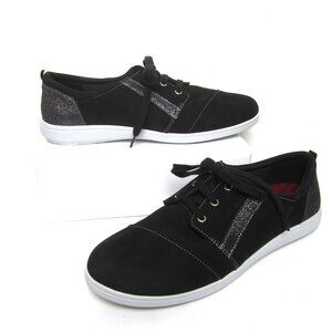 SAS Marnie Size 10.5 N Narrow Lace Up Sneakers Nubuck Leather Glitter Black